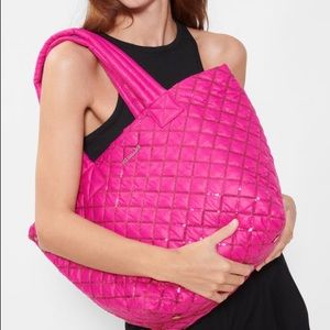 MZ Wallace Deluxe Medium Metro Tote, Bright Fuchsia with Sequin